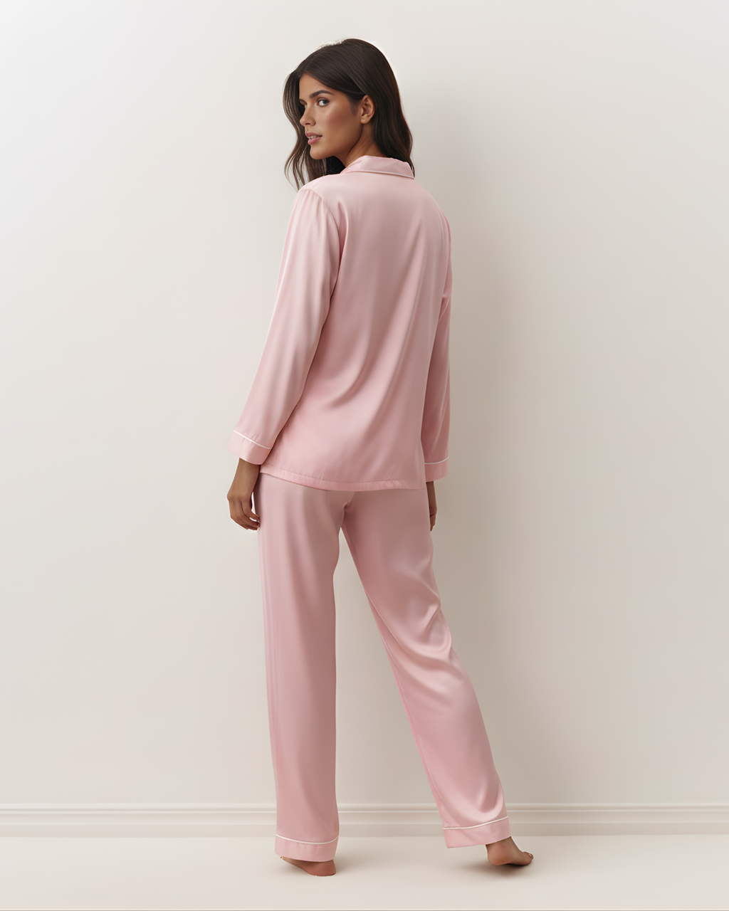 Plain Linen PJ Set – Baby Pink