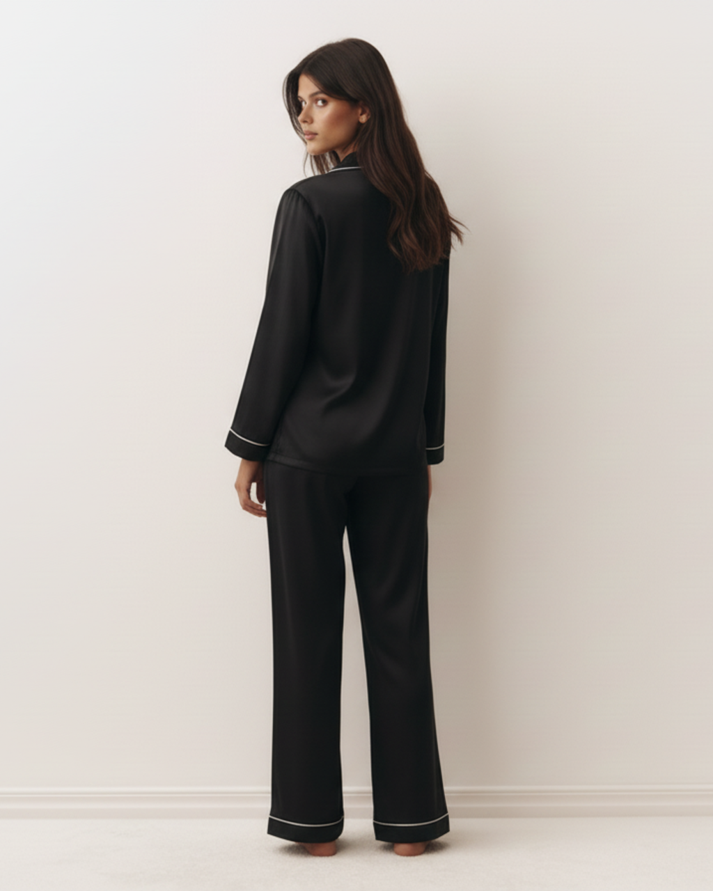 Plain Linen PJ Set – Black