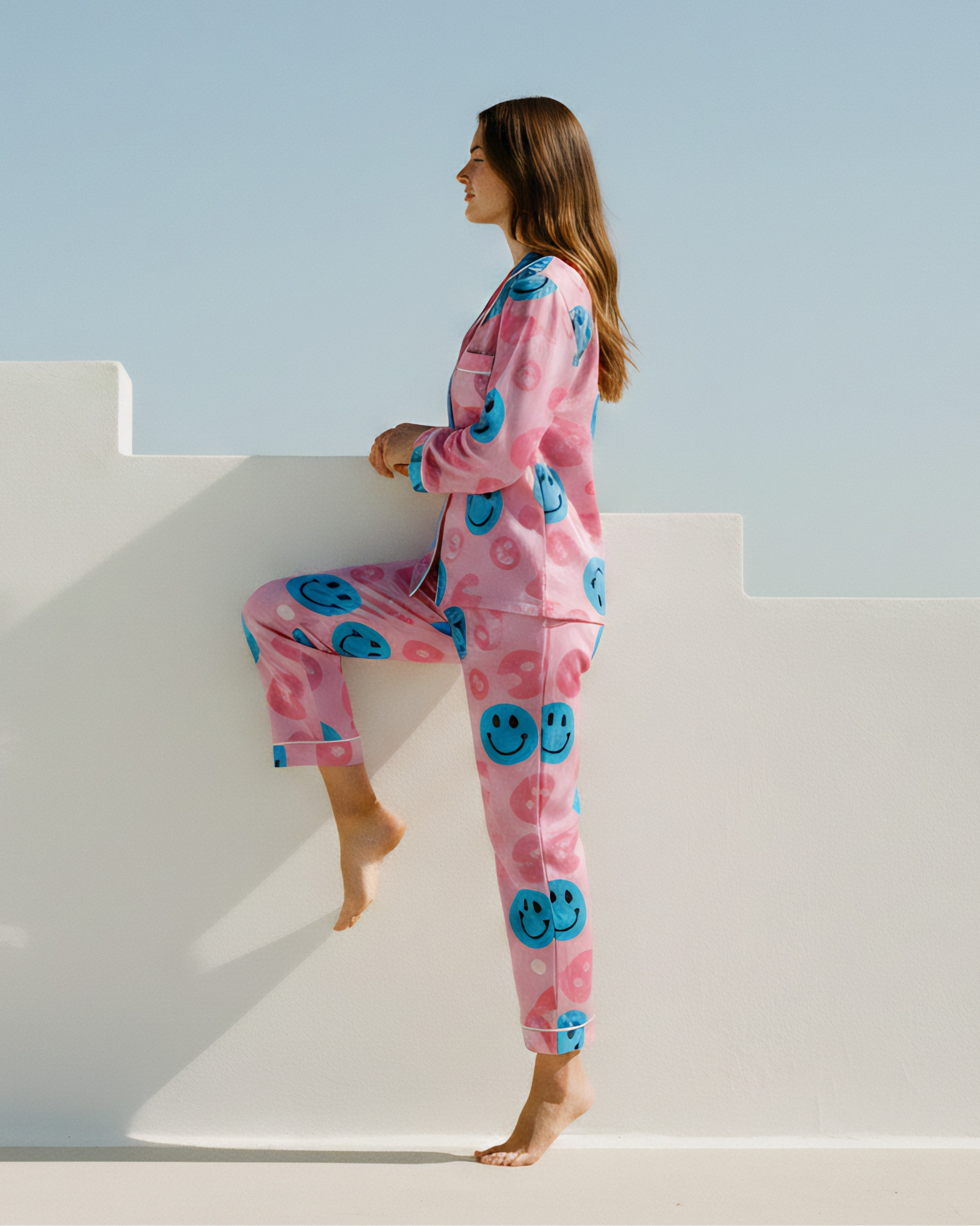Good Vibes Only Printed Linen PJ Set