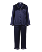 Plain Linen PJ Set – Navy Blue