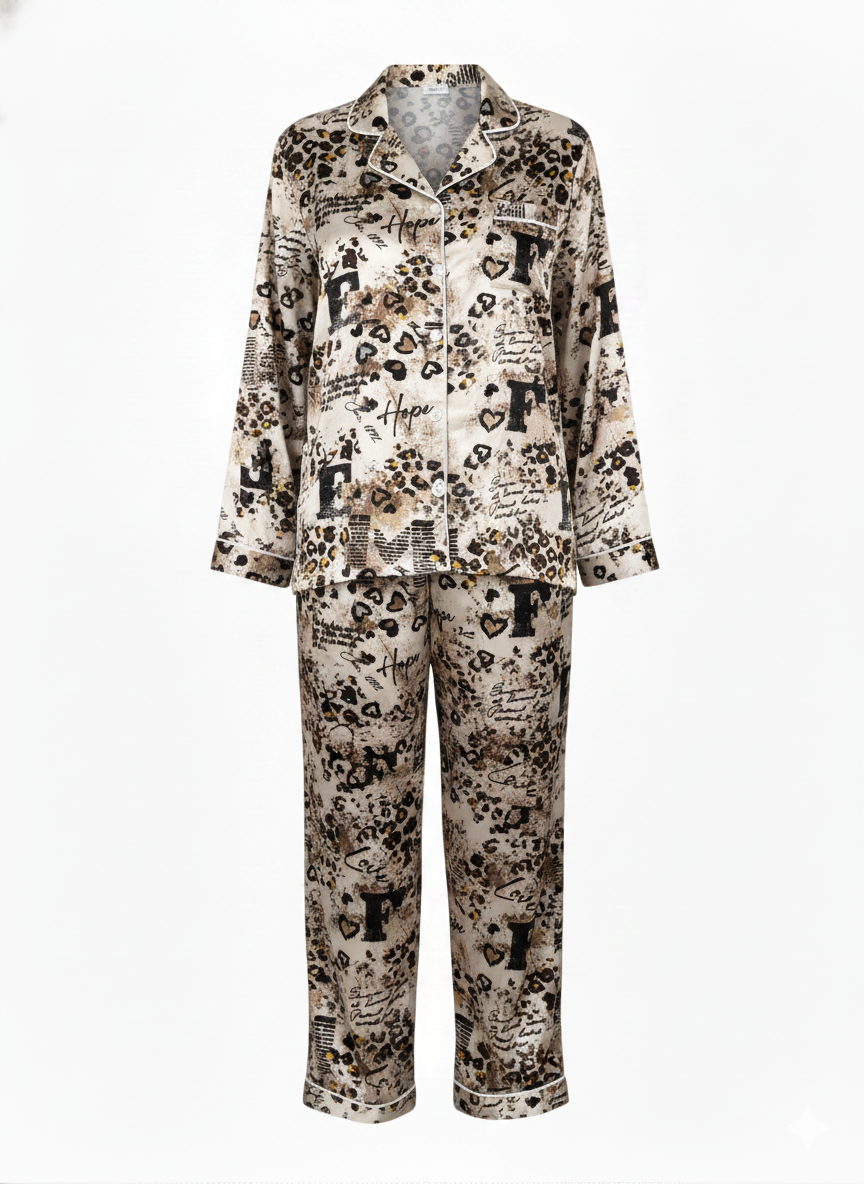 Wild Heart Printed Linen PJ Set